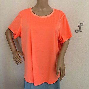 Lightweight Electric Orange XL Tee with Mesh Inset